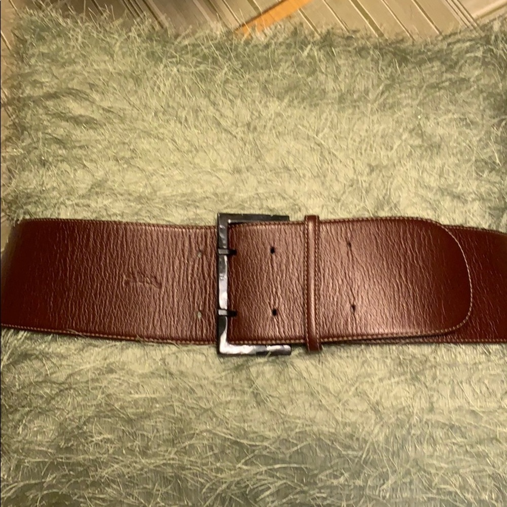 Longchamp leather belt. NWOT . 3” wide . 46” long